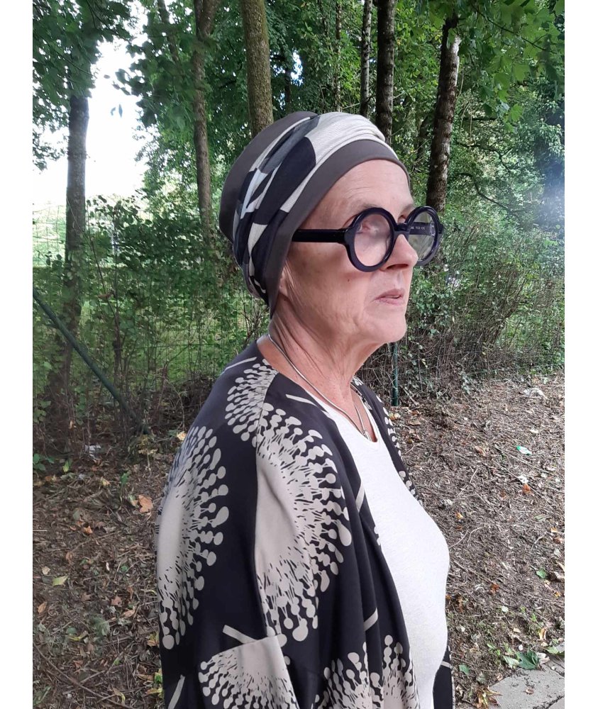 Turban Chimio Confortable Avec Bandeau élastique - Cheveux Blancs - Modèle DOROTHEE - Taille 60