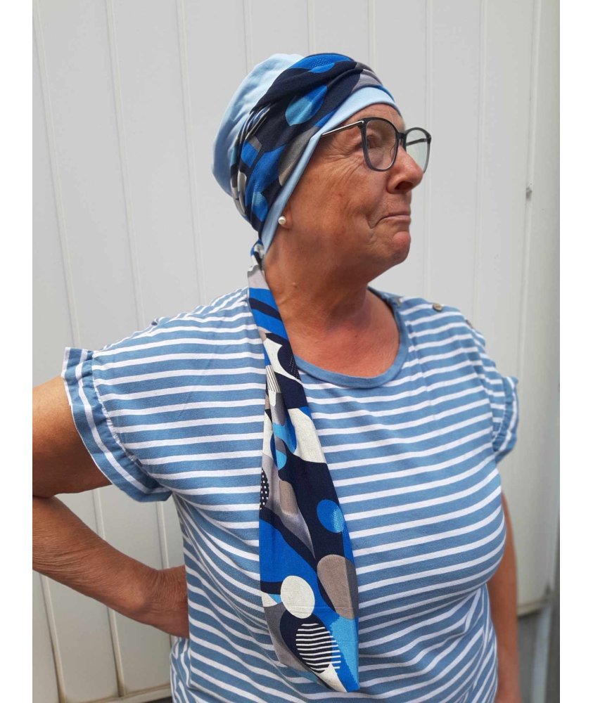 Turban Chimio Avec Bandeau Blond Clair Méché Cuivré - Réf AMANDA 15613h4, Synthétique, Neuf