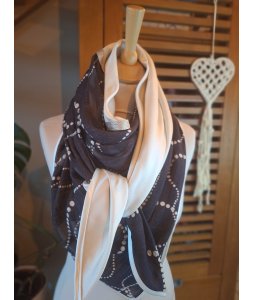 Foulard triangle réversible gris - beige