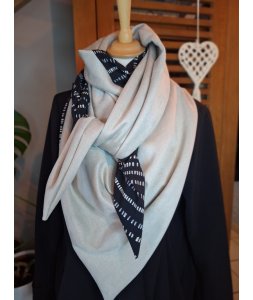 Foulard triangle réversible noir beige