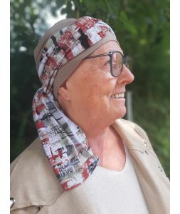 SARRAH Bonnet chimio avec bandeau long imprimé