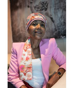 DONNA Bonnet chimio avec bandeau long imprimé