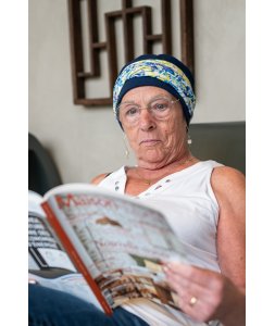 SAMANTHA Bonnet chimio avec bandeau long imprimé